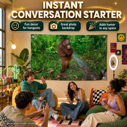 3x5 ft Funny Orangutan Meme Flag – Cute Animal Wall Banner