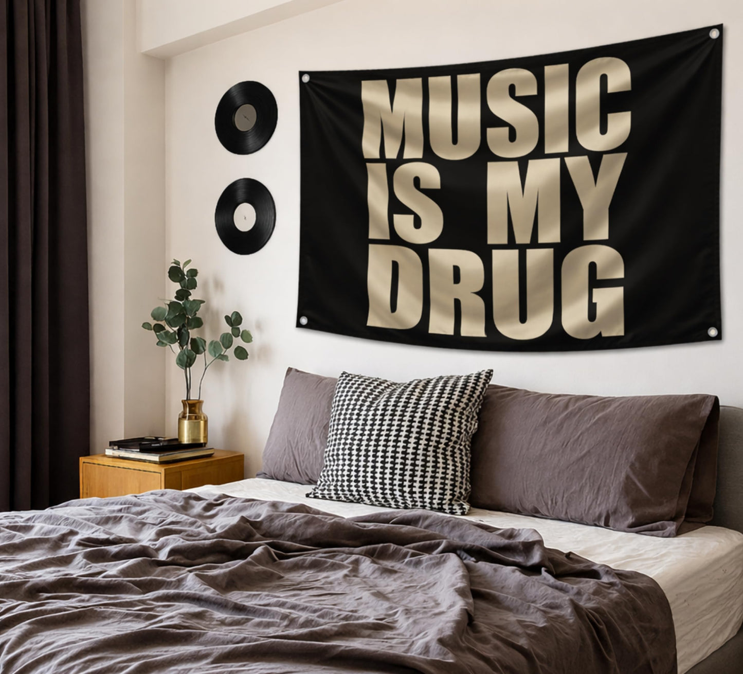 3x5 Feet Musical Quote Flag "Music Is My..." with Four Brass Grommets - Black Single Sided Musical Banner for Wall Decoration - Polyester Party Flags