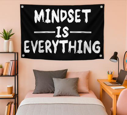 3x5 Feet Mindset is Everything Single Sided Flag with 4 Grommets - Motivational Fitness Inspirational Polyester Flag for Home or Gym