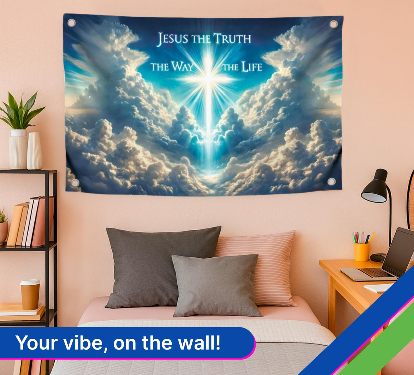 3x5 Feet Sky Flag with Quote '' Truth the Way the Life'' Poster for Home with Four Brass Grommets - Great College Decor - Single Sided Banner