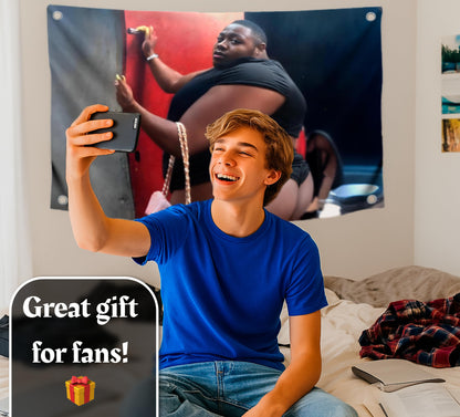 3x5 Feet Funny Black Man in Tight Underwear with Four Brass Grommets - Tapestry Funny Polyester Flag for College Party Indoor and Outdoor Decoration