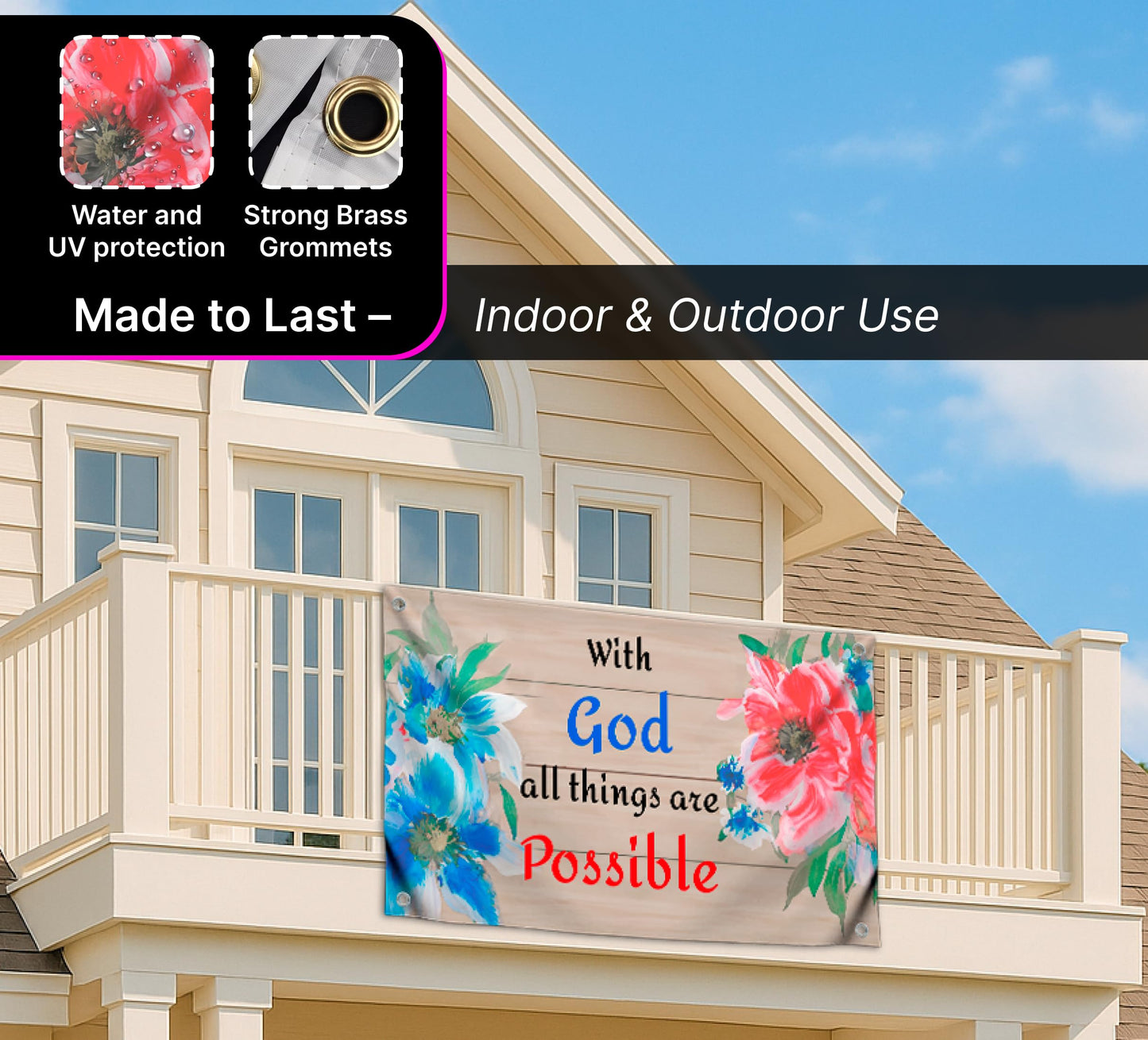 3x5 Ft with all Things are Possible Spring Decor Polyester Single Sided Flag - Banner House Yard Garden Outside Decor with 4 Grommets
