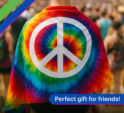 3x5 Feet Peace TieDye Polyester Flag with 2 Brass Grommets - Garden Decor Porch Lightweight Flag Rainbow Hippie Flags For Outdoors Decorative