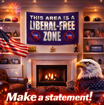 3x5 ft Liberal Free Zone Flag – Funny Political Wall Banner, Polyester Flag for Garage, Man Cave, Dorm Room and Outdoor Decor