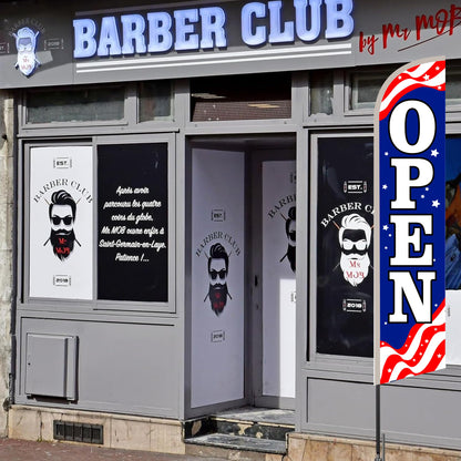 12x2.5 Feet Tall Feather Single Sided Flags "Open" - Feathers Banners Open Themed - Decorations Glory Stars Stripes Banner - OpenPolyester Flag Banner