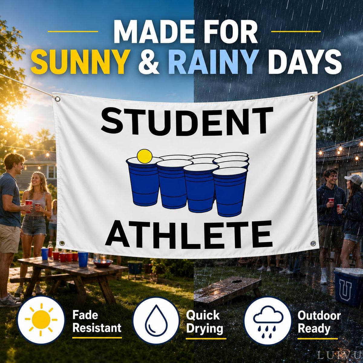 3x5 ft Student Athlete Flag – College Dorm & Frat Wall Banner