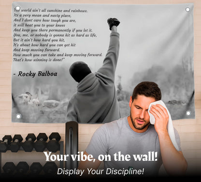 3x5 Ft Rocky Motivational Inspirational Single Sided Polyester Flag with Four Brass Grommets - Wall Hanging Tapestry Bodybuilding