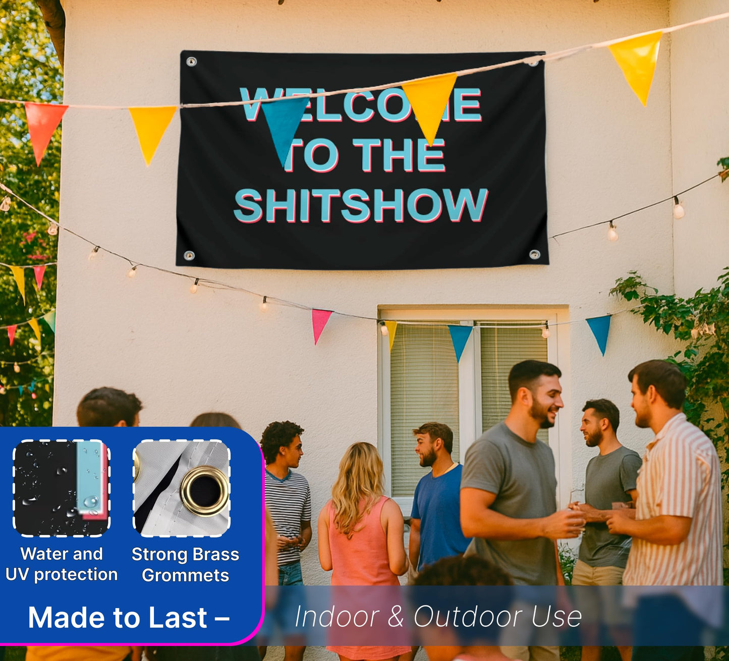 Man Cave Tapestries Funny Gamer Polyester Banner - Welcome To The Shitshow - Party Flags Single Sided College Dorm Rooms Decor - 3x5 Ft Flag