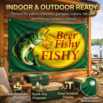 3x5 ft Beer Fishy Fishy Flag – Funny Fishing & Man Cave Banner