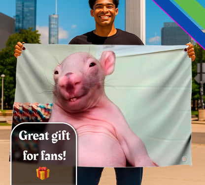 3x5 Feet Bald Rat Meme Single Sided Flag with Four Brass Grommets - Funny Flag for College Party Indoor and Outdoor Decoration