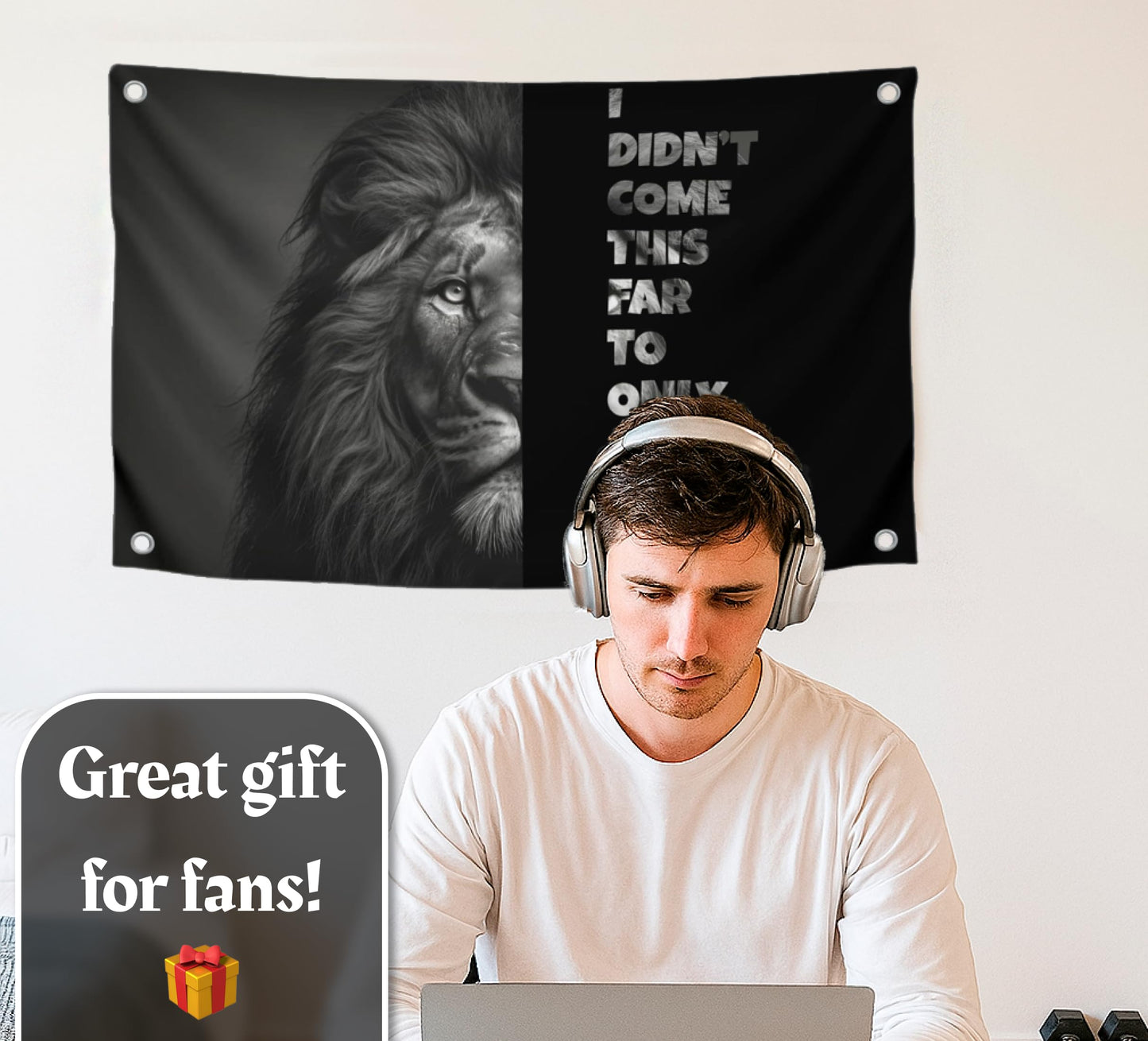 3x5 Feet Motivation Single Sided Polyester Flag "I Didn’t Come This Far To Only Come This Far" with 4 Grommets - Motivation Lion Entrepreneur Banner