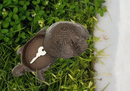 ULVEOL Top Brass Turtle Key Hider Figurine - Cast Iron Garden Statue with Secret Compartment for Used Indoor and Outdoor