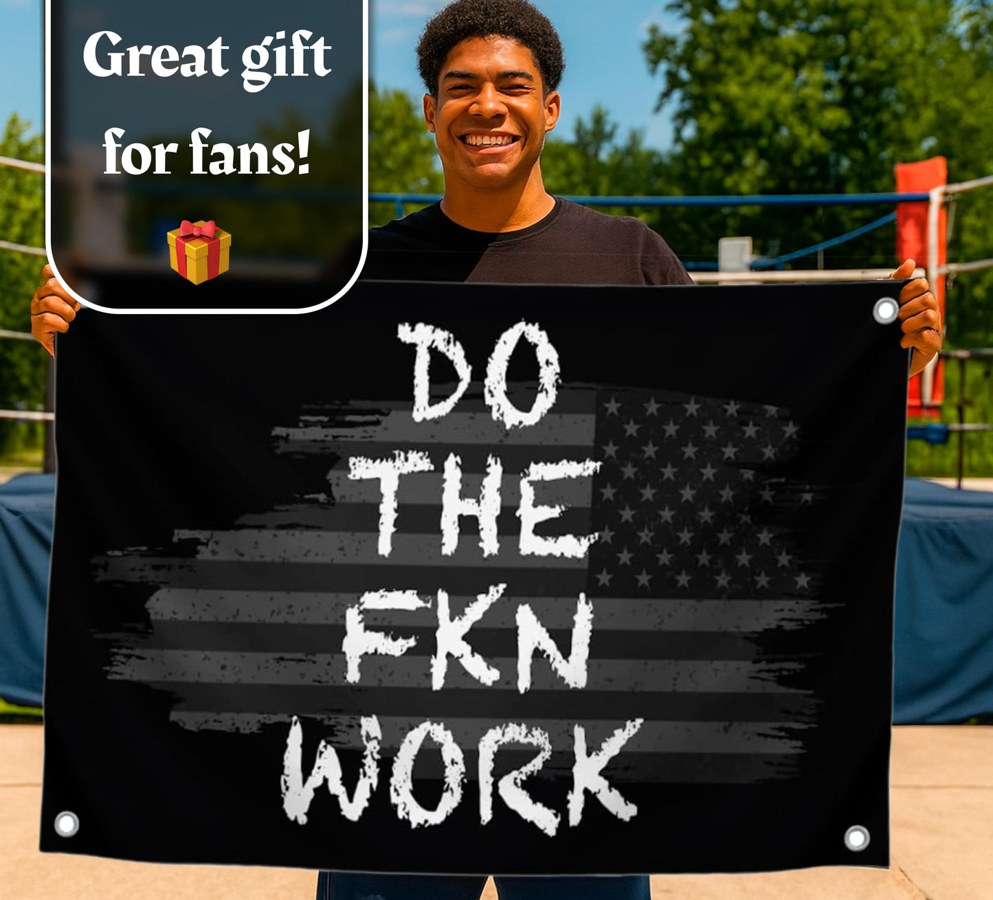 3x5 Ft American Motivation Polyester Flag "Do The FKN Work" with 4 Brass Grommets - Motivational Entrepreneur Single Sided Banner for Office
