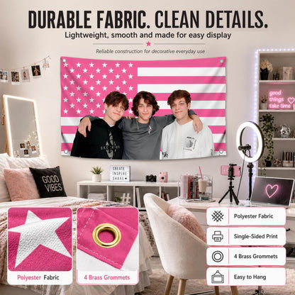 3x5 ft American Triplets Funny Flag – Pink Dorm & Bar Banner