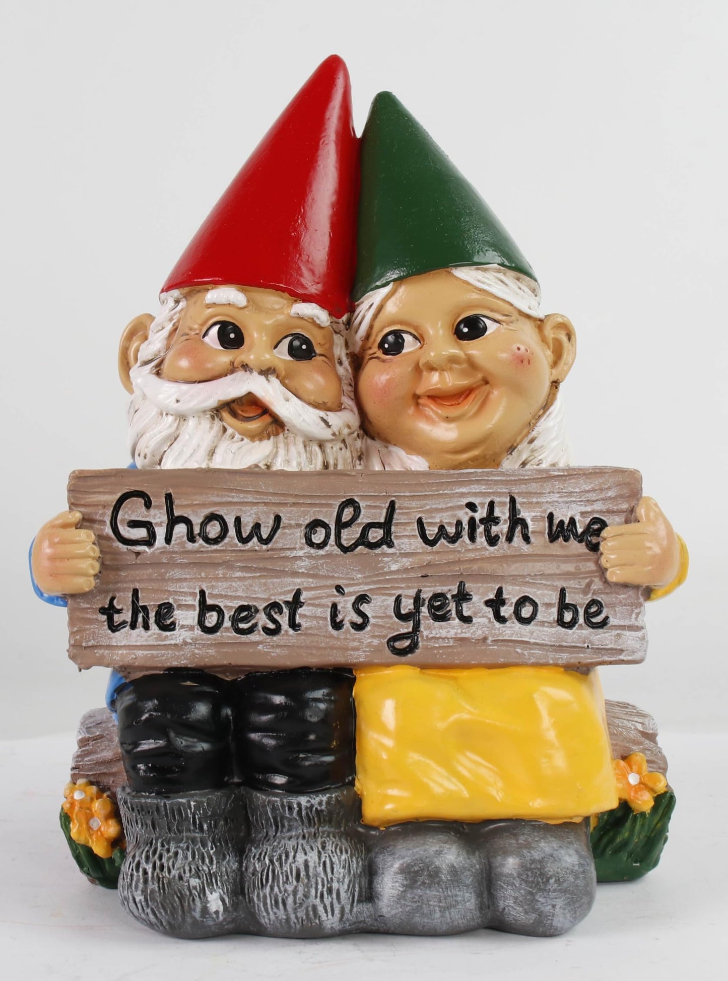 LUIVU Cute Fairy Statue Couple Gnomes - Growing Old Together - Indoor/Outdoor Garden Gnome Patio Home Decor Romantic Figurine Love Wedding