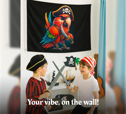 3x5 Ft Pirate Parrot Polyester Flag with 2 Grommets - Garden Yard Porch Patio Banner for Decor - Pirate Parrot Single Sided Flag or Black Boat Flags