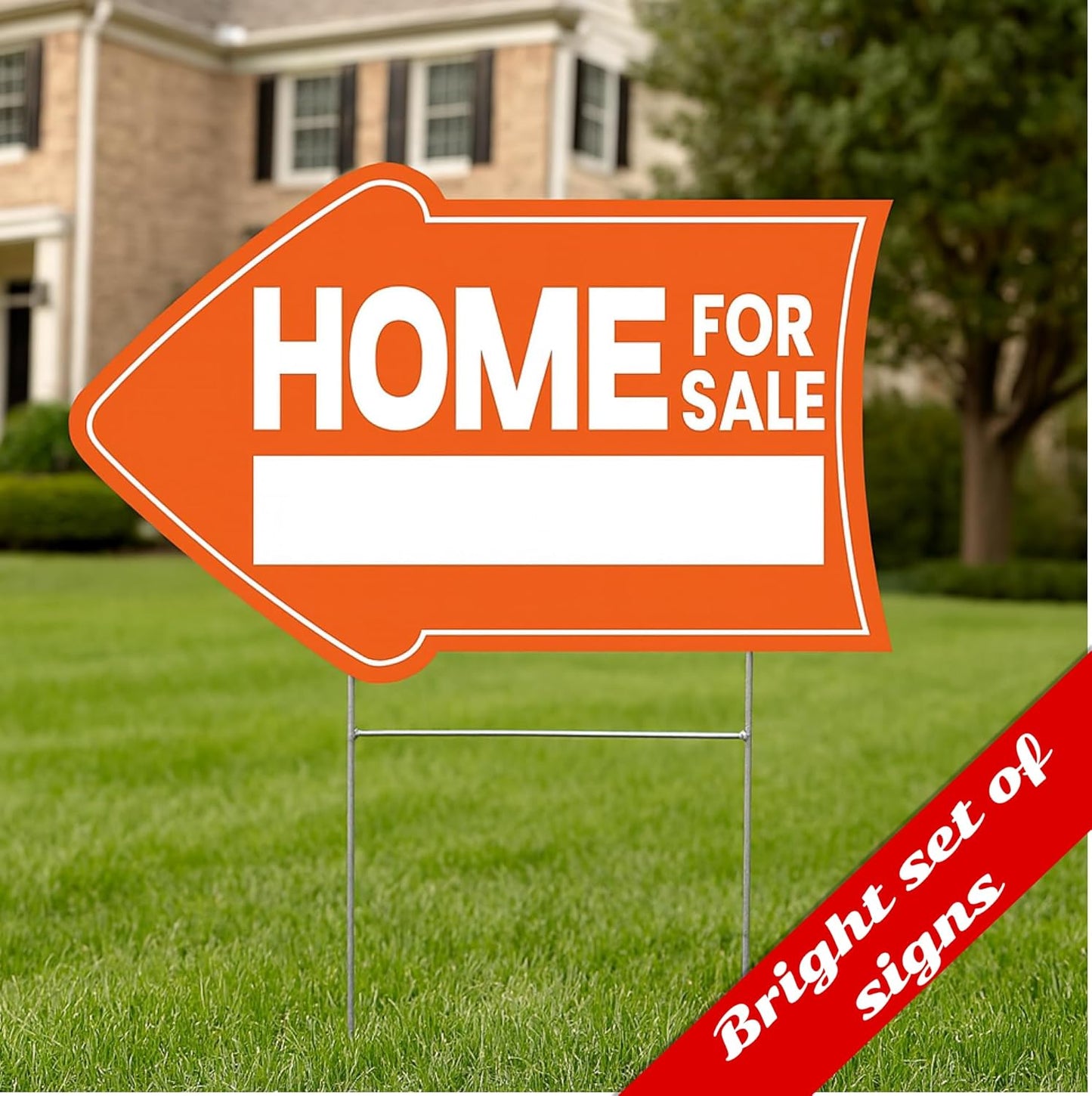 Pack of 4 Home for Sale Sign with Stakes - 12x8 inch Double Sided Home for Sale by Owner Yard Sign