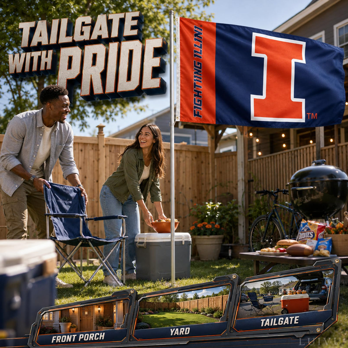 3x5 ft University of Illinois Block "I" Flag – Fighting Illini Banner