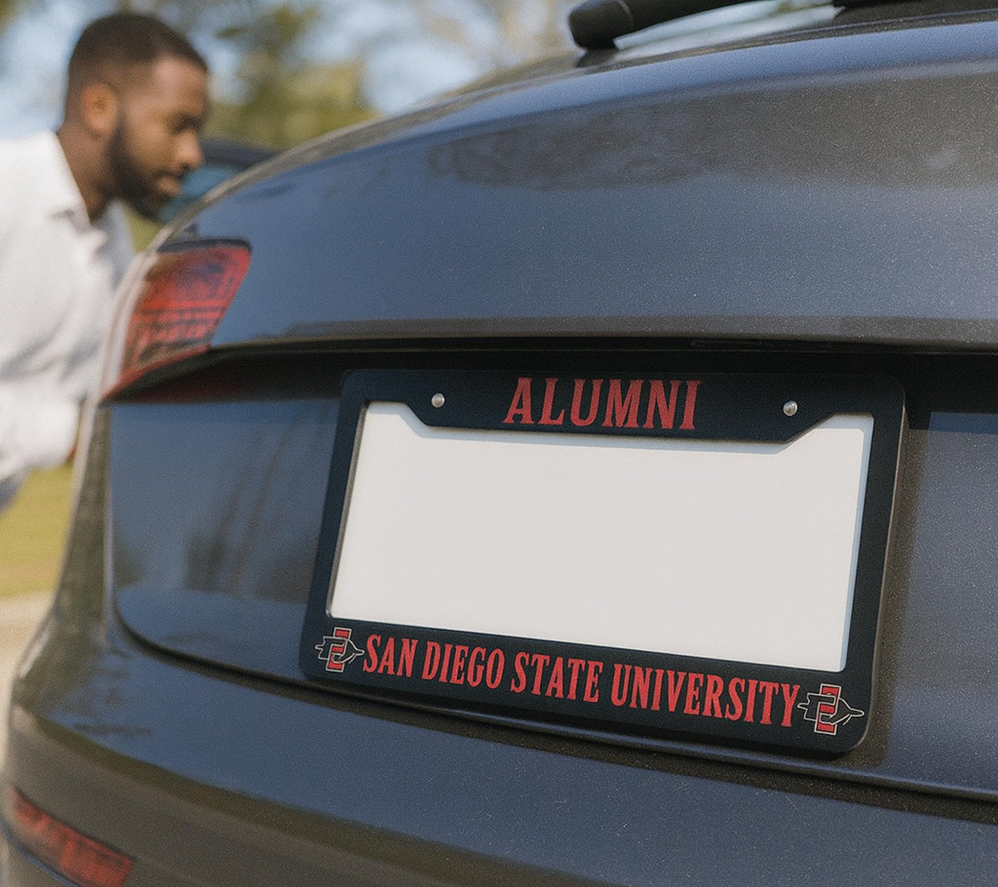 6x12.25 Inch Funny License Plate Frame for US Standard SAN Diego State University - Alumni Text License Plate Frame Stainless Steel for Front