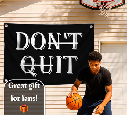 3x5 Feet Inspirational Quotes "Don’t Quit" Polyester Single Sided Flag with 4 Grommets - Motivational Wall Art for Bedroom Decoration