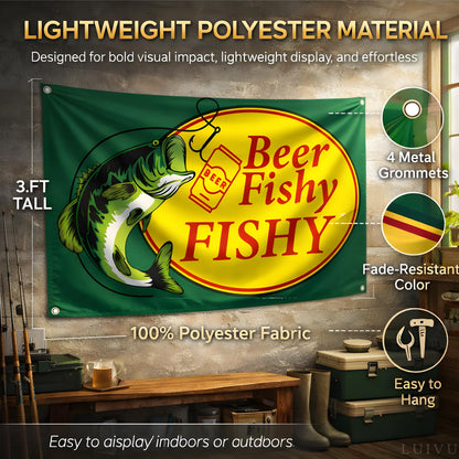 3x5 ft Beer Fishy Fishy Flag – Funny Fishing & Man Cave Banner