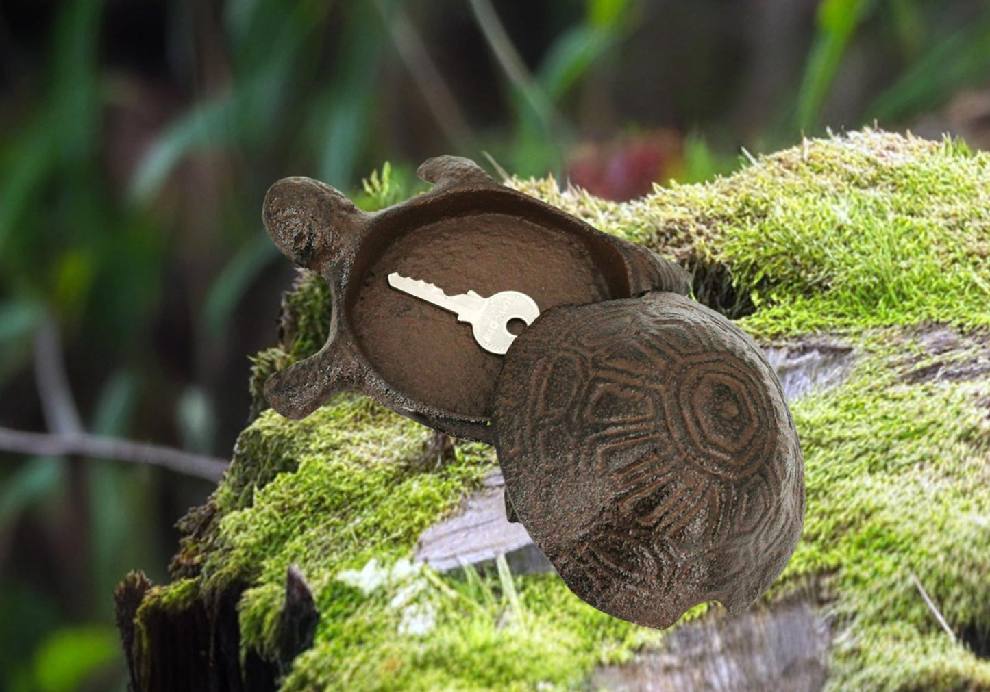 ULVEOL Top Brass Turtle Key Hider Figurine - Cast Iron Garden Statue with Secret Compartment for Used Indoor and Outdoor