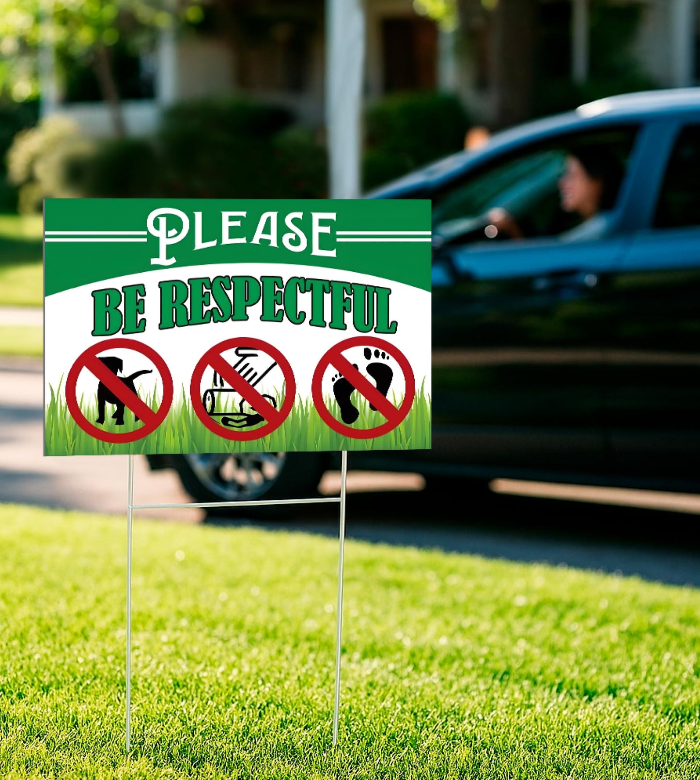 Pack of 3 Be Respectful Dog Plastic Sign 8x12 Inch Double Sided - No Dog Poop Signs for Yard - Pick Up After Your Pet Sign