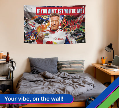 If You Ain't 1st First You're Last Polyester Flag 3x5 Feet with 4 Grommets. Bobby Cool Single Sided Tapestry Man Cave Wall Decor for College Dorm Room