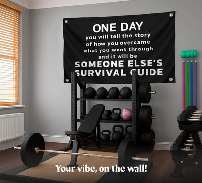 3x5 Ft Motivational Quote Black Polyester Flag One Day with Four Brass Grommets. Positive Quotes Posters for Men - Wall Decorations for Home or Office