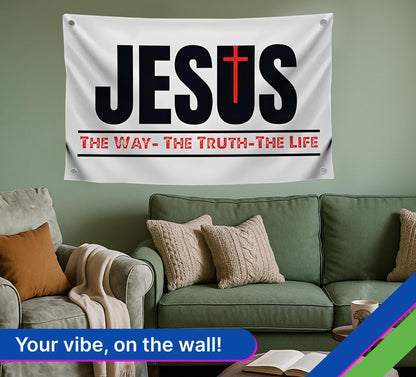 Set of 3 Christian Polyester Flags 3x5 Feet with 4 Brass Grommets - Christian Jesus American Flags for Outside or Inside. Americane Flag Lion of Judah