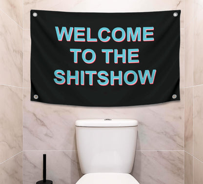 Man Cave Tapestries Funny Gamer Polyester Banner - Welcome To The Shitshow - Party Flags Single Sided College Dorm Rooms Decor - 3x5 Ft Flag
