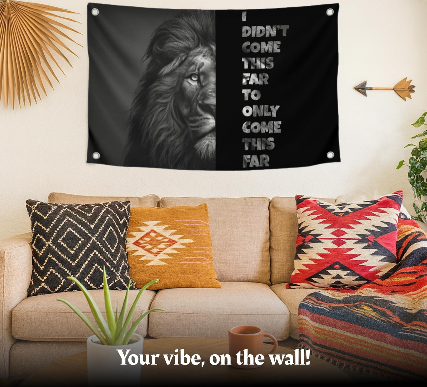 3x5 Feet Motivation Single Sided Polyester Flag "I Didn’t Come This Far To Only Come This Far" with 4 Grommets - Motivation Lion Entrepreneur Banner