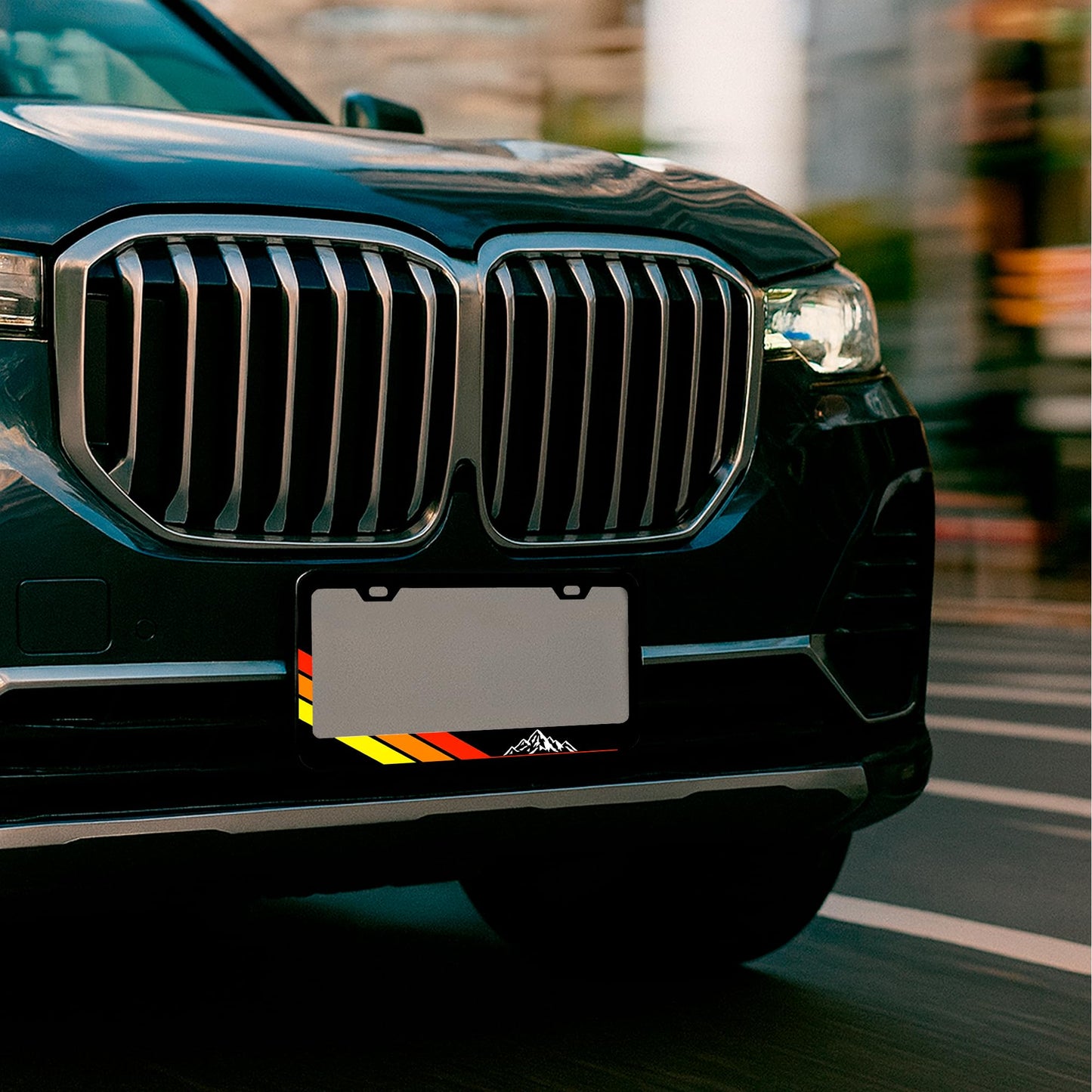 Set of 2 Tri-Color Personalized Car License Plate Frame - Stainless Steel Plate Frame with Screws 6 x 12.25 inches and 2 Holes and Screw