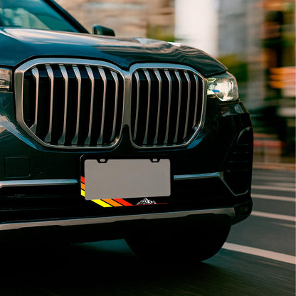 Set of 2 Tri-Color Personalized Car License Plate Frame - Stainless Steel Plate Frame with Screws 6 x 12.25 inches and 2 Holes and Screw