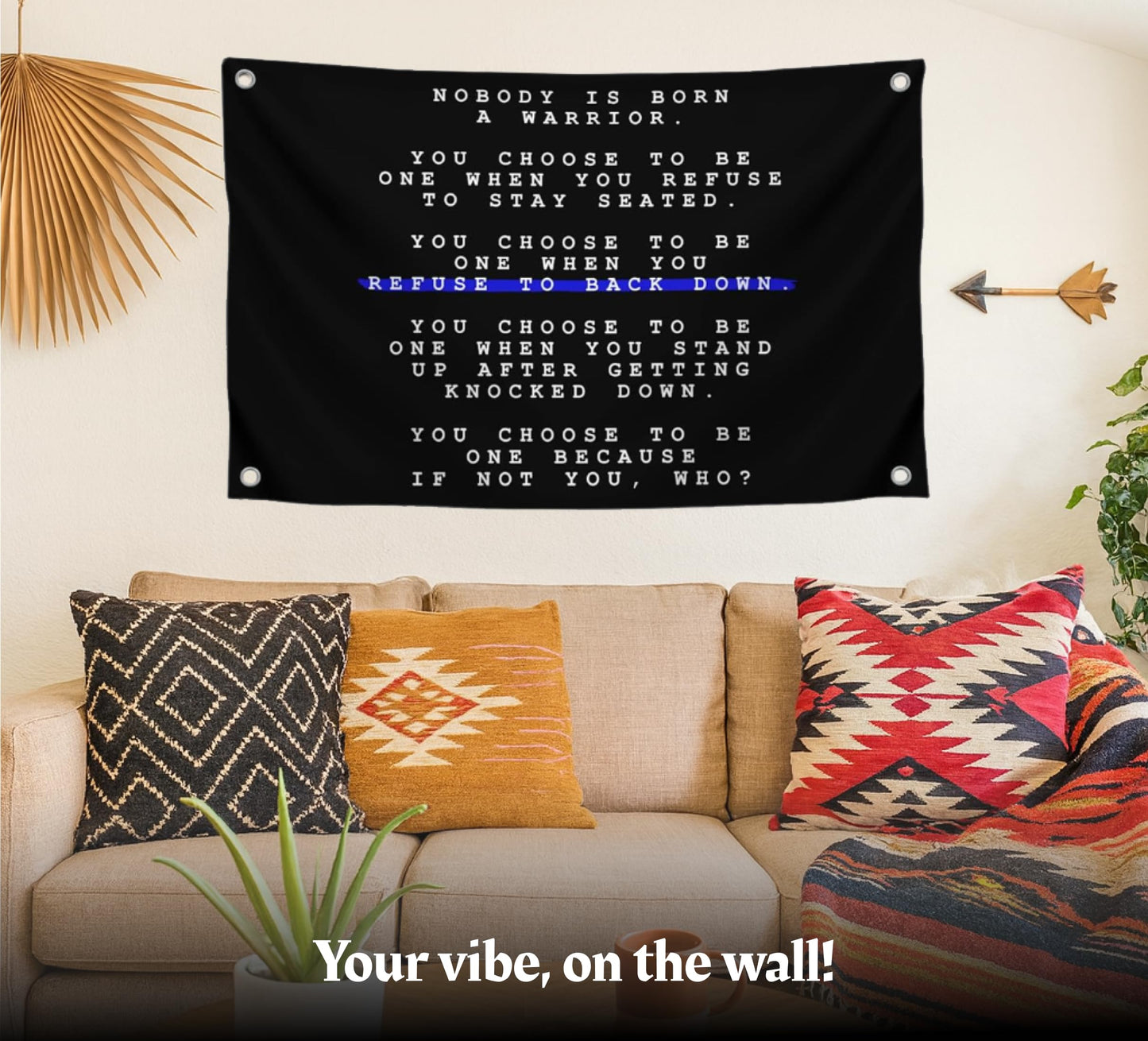 3x5 Ft Single Sided Flag "Nobody Is Born A Warrior" with 4 Grommets - Academy Graduation Wall Single Sided Polyester Flags - Cool Inspirational