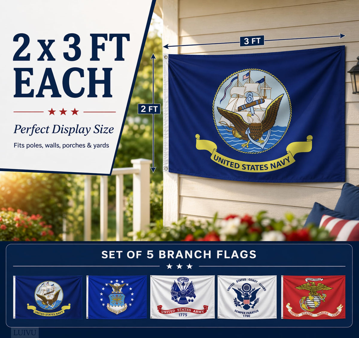 2x3 ft US Military Branches Flag Set of 5 – Includes Space Force