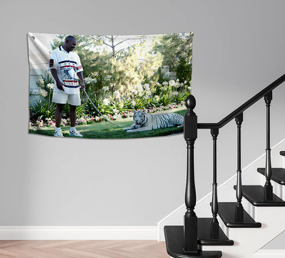 3x5 Ft Polyester Flag with Mike and Tiger with 4 Brass Grommets - Fun Boxing Single Sided Banner for Gym - Man Cave Wall Decoration for College Dorm