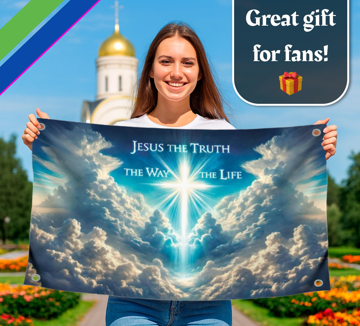 3x5 Feet Sky Flag with Quote '' Truth the Way the Life'' Poster for Home with Four Brass Grommets - Great College Decor - Single Sided Banner
