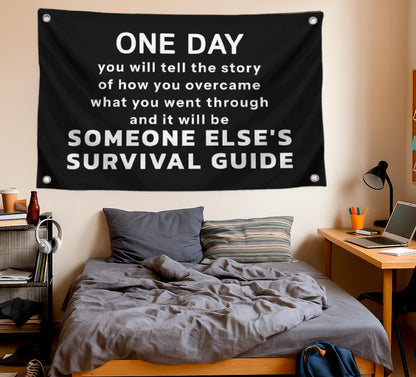 3x5 Ft Motivational Quote Black Polyester Flag One Day with Four Brass Grommets. Positive Quotes Posters for Men - Wall Decorations for Home or Office