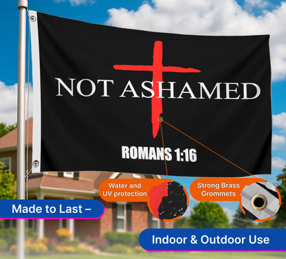 3x5 Ft Not Ashamed Romans Flag with 2 Brass Grommets - Bedrooms Wall Decor. Funny College Dorm Polyester Flags for Girls. Cool Girl Single Sided Flags