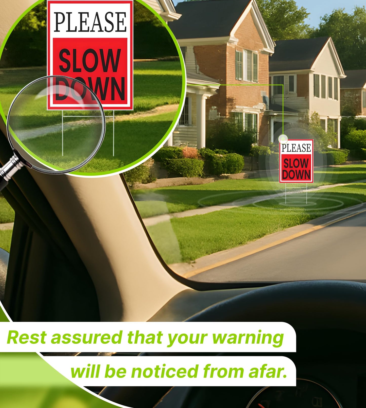 3 Pack 12x16 Double-Sided Please Slow Down Sign with Metal Wire H-Stakes - Children At Play Safety signs for Street Plastic Signs