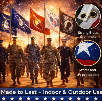 3x5 Feet Set of 7 US Military Flags with 2 Brass Grommets - Air Force Navy USA Coast Guard Marine Corps Army Veteran Banner Flag with Good Value