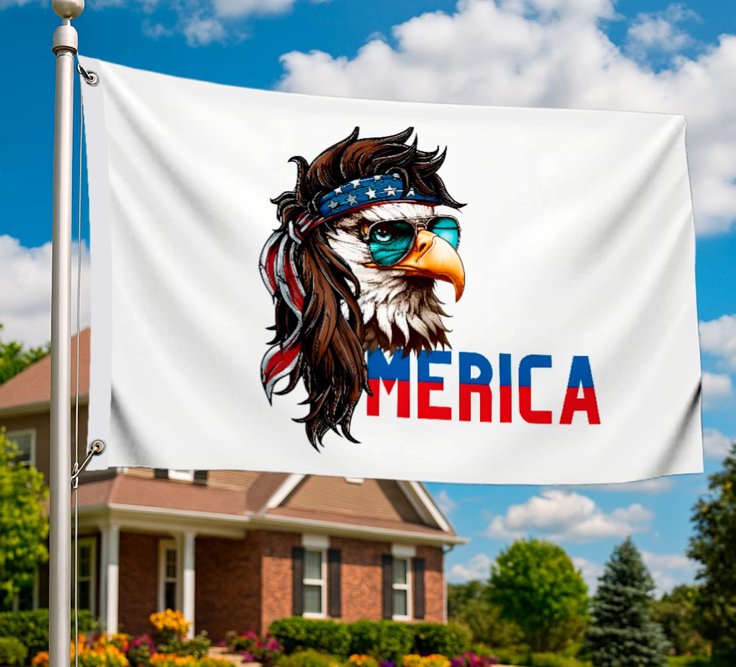 3x5 Feet American Bald Eagle Merica Polyester Flags with 2 Grommets - 4th of July American Funny Single Sided Banner - Americans Eagle Flag