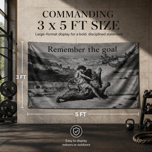 3x5 ft Remember The Goal Stoic Motivational Flag – Home Gym & Man Cave Banner