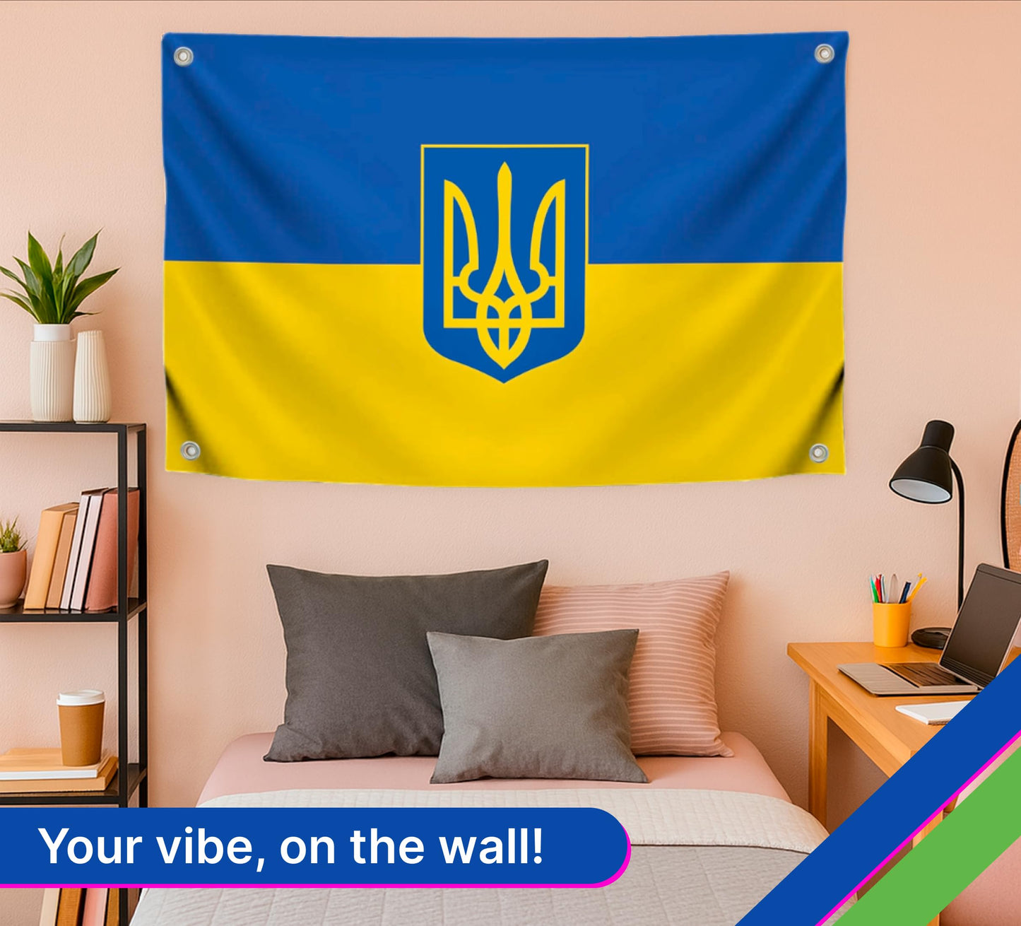 3x5 Feet Ukrainian Flag with 4 Brass Grommets - Country Flag for Wall Decoration - Polyester Flags for House Yard Garden. Ukraine Single Sided Banners