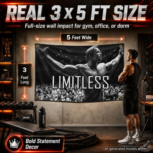 3x5 ft Schwarzenegger Motivational Flag – Gym & Office Wall Banner