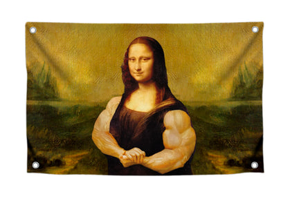 Mona Lisa Funny Flag 3x5 Ft - Durable Man Cave Wall Polyester Flags with 4 Brass Grommets - College Dorm Room Decor Tapestry - Mem Single Sided Flag