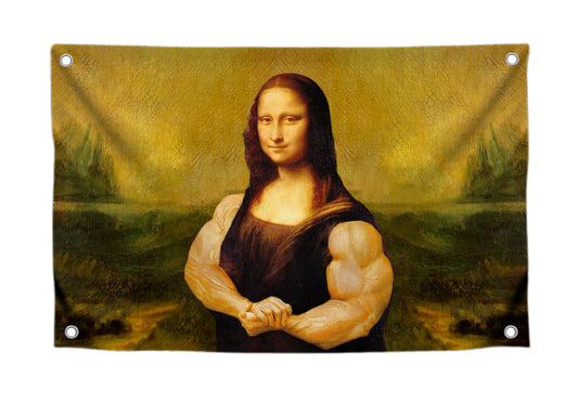 Mona Lisa Funny Flag 3x5 Ft - Durable Man Cave Wall Polyester Flags with 4 Brass Grommets - College Dorm Room Decor Tapestry - Mem Single Sided Flag