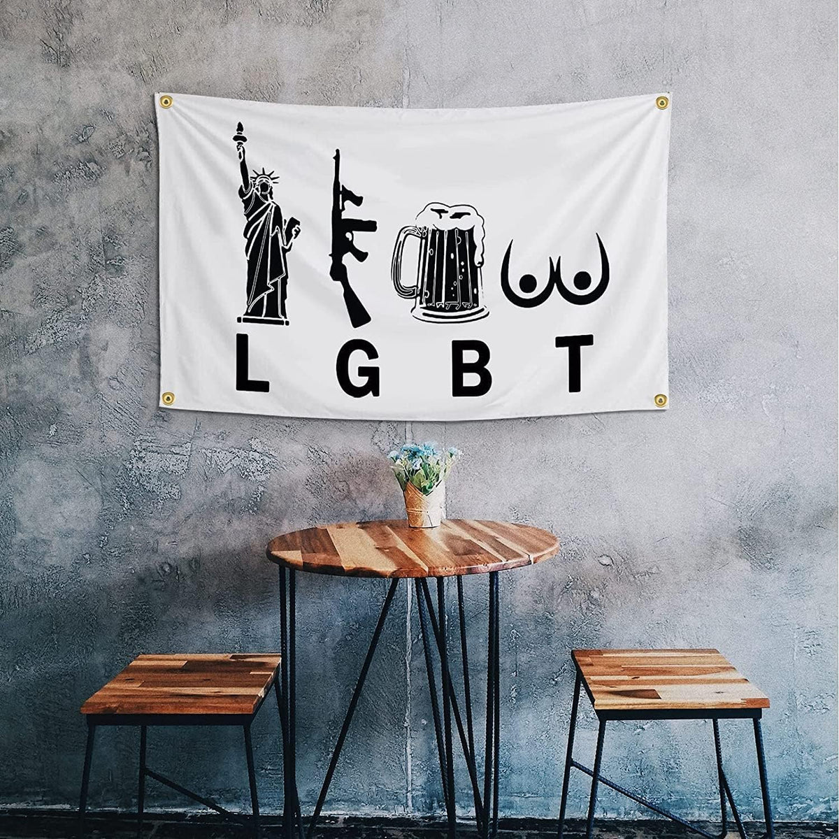 3x5 ft Liberty, Beer, Guns Funny Patriotic Flag – Man Cave & Dorm Banner