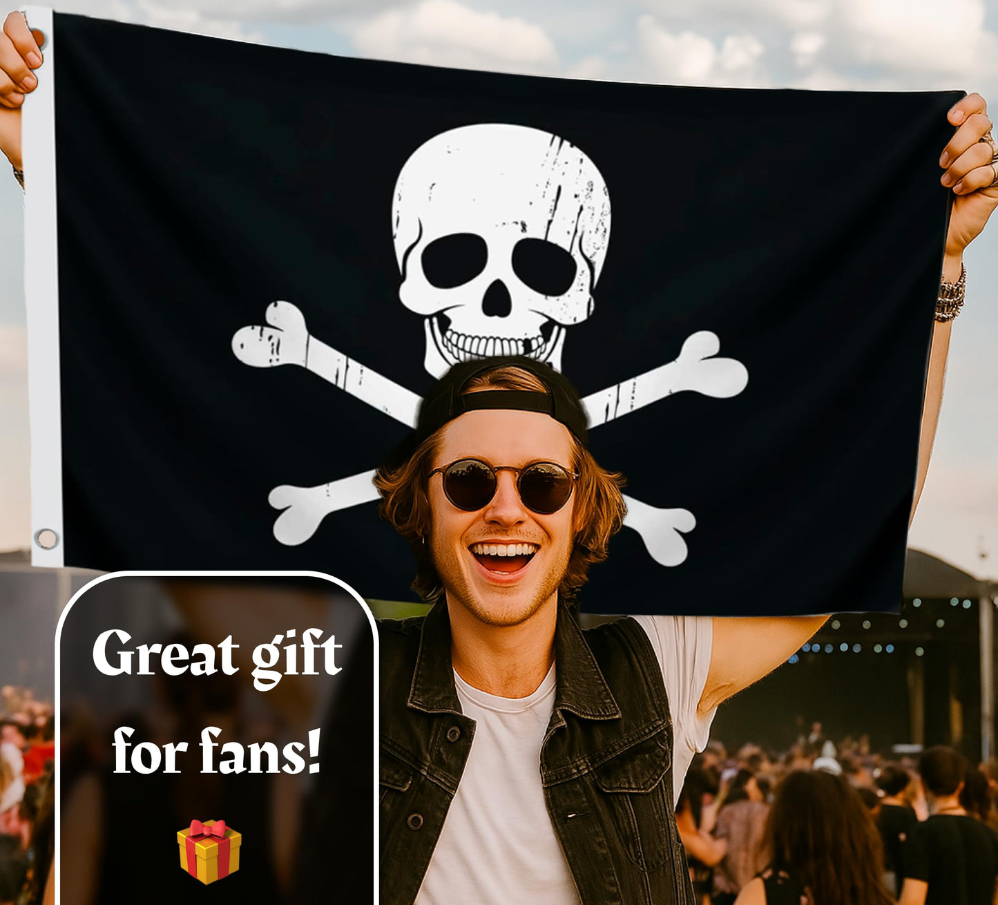 12x18 Inch Black Pirate Skull and Home Polyester Flag - Garden Yard Porch Patio Banner Single Sided Flags with 2 Grommets for Decor - Pirate USA Flag